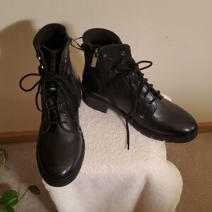 Black Lace-Up Ankle Boots